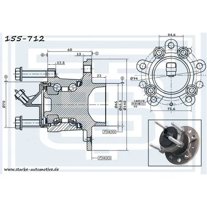 Ступица задняя OPEL VECTRA C/SIGNUM / FIAT CROMA / SAAB 9-3 STARKE 155-712
