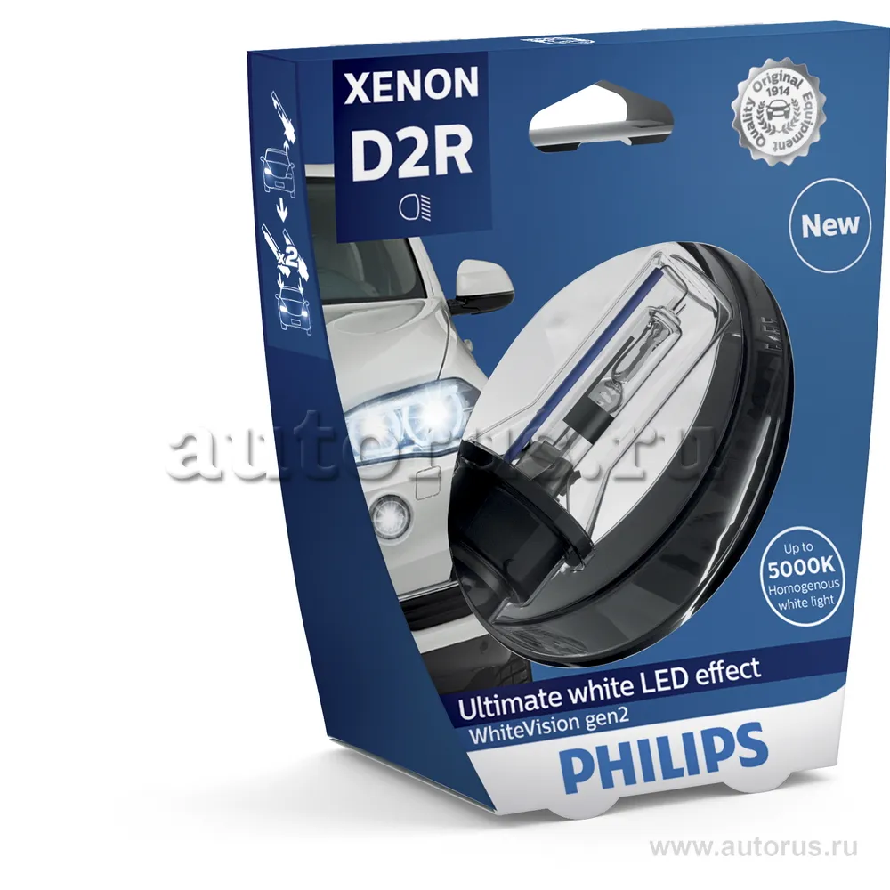 Лампа ксеноновая D2R 5000K PHILIPS WhiteVision gen2 1 шт. 85126WHV2S1