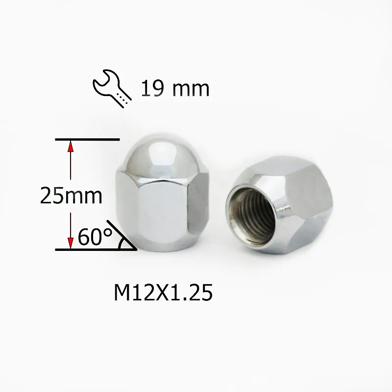 Гайка M12X1,25 25мм Конус,закрытая кл19мм Хром SDS FPA00007CHX