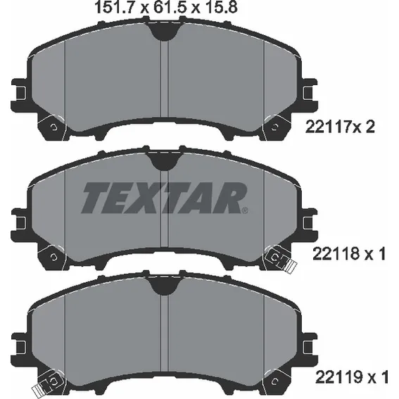 Колодки дисковые передние! Nissan X-Trail, Infiniti Q50 1.6dCi/2.2D 13 TEXTAR 2211701