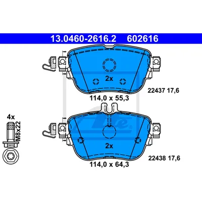 Колодки зад. MB E-CLASS W213 (2016-),E-CLASS S213 (2017-),E-CLASS купе C238 (2016-) ATE 13046026162