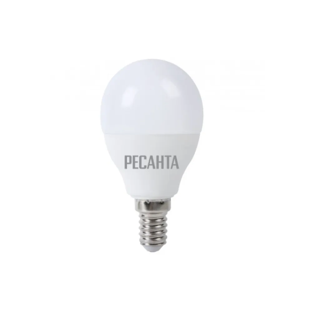 Лампа светодиодная 230V бытовая 7W E14 4000K Ресанта LL-R-G45 1 шт. картон 76/1/8