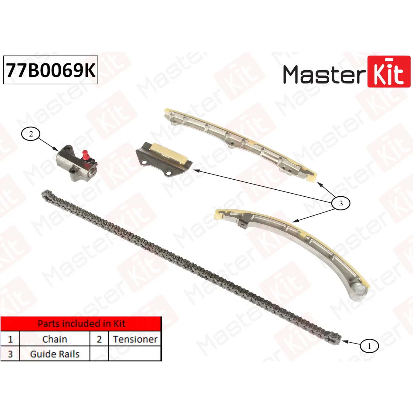 Комплект цепи ГРМ HONDAACCORD VII/CIVIC VII/CR-V II K20A 01- MASTERKIT 77B0069K