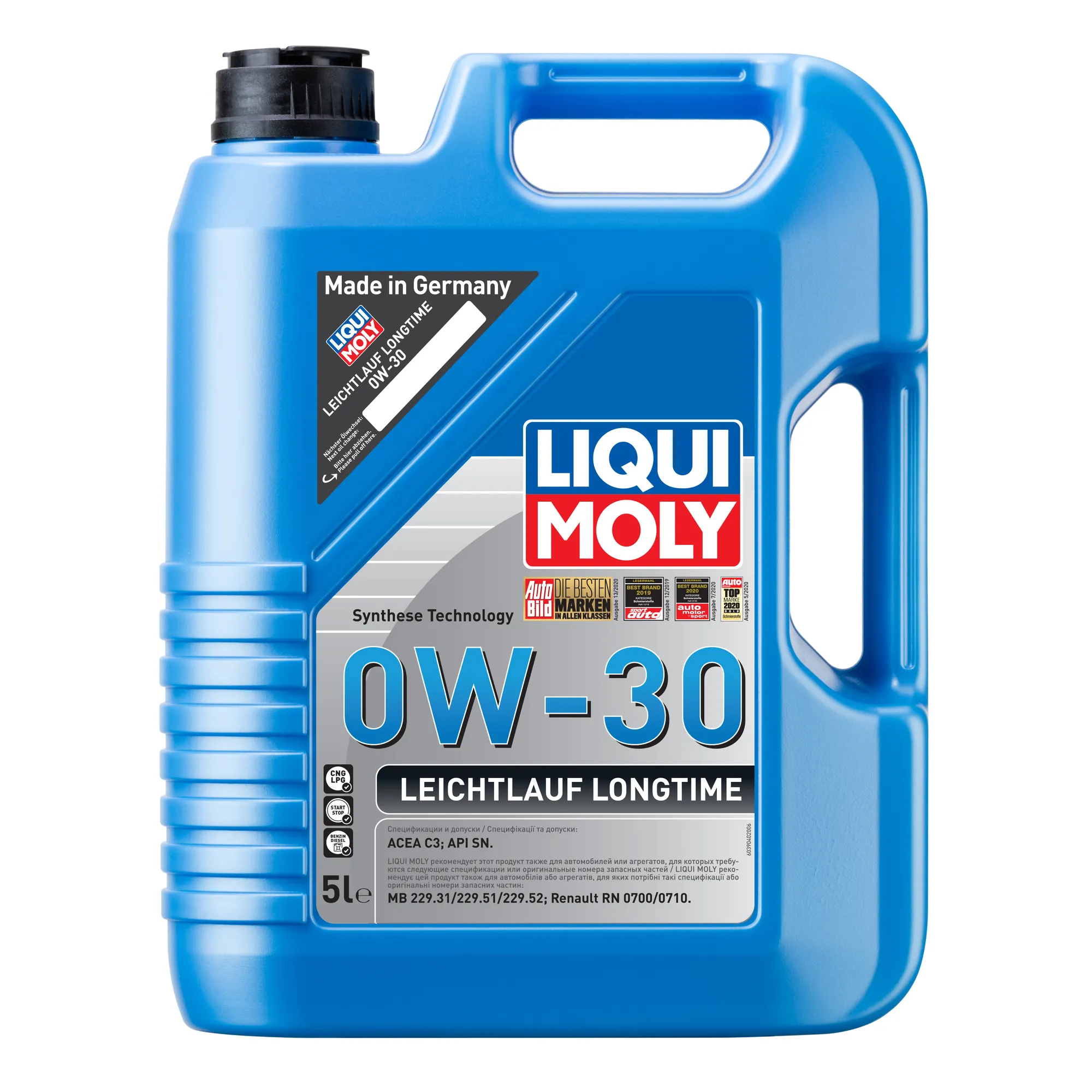 Масло моторное LIQUI MOLY Leichtlauf Longtime 0W-30 синтетическое 5 л 39040