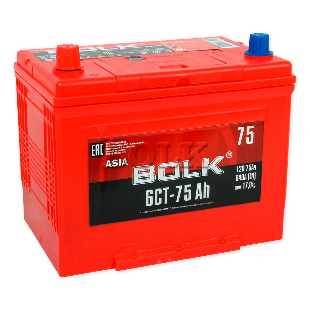 Аккумулятор BOLK ASIA 75 А/ч прямой L+ 258x173x220 D26 EN 640 А
