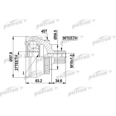 ШРУС наружн к-кт 38x59.5x27 ABS:45T AUDI:A4/A6/A8 2.4/2 PATRON PCV1267