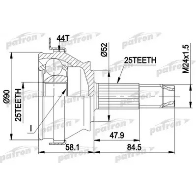 ШРУС наружн к-кт 25x52x25 ABS:44T FIAT: CROMA (CH.01898 PATRON PCV1093