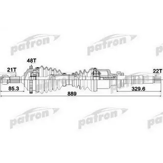 Полуось прав PEUGEOT: 206 SW 1.1/1.4 02-, 206 Наклонная за PATRON PDS1382