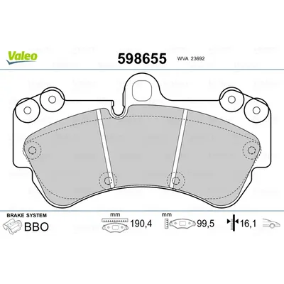 Колодки тормозные передние VALEO 598 655