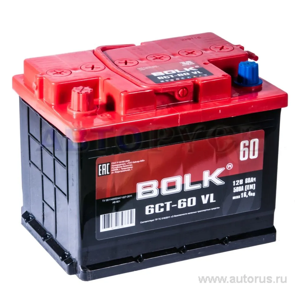 Аккумулятор BOLK Standart 60 А/ч прямой L+ 242x175x190 L2 EN 500 А