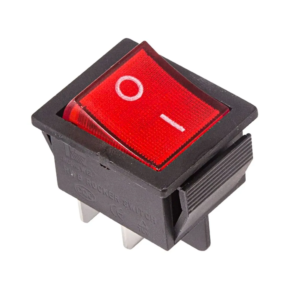 Выключатель клавишный 250V 16А (4с) ON-OFF красный с подсветкой (RWB-502, SC-767, IRS-201-1) Инди REXANT 36-2330-1