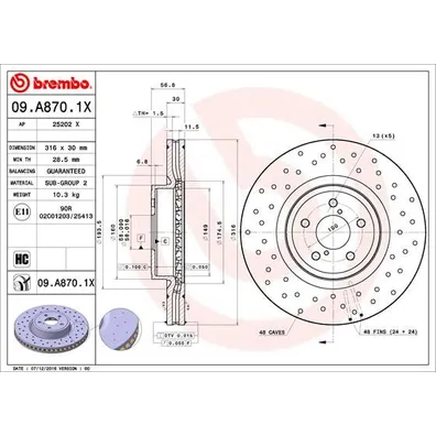 Диск тормозной XTRA передний BREMBO 09A8701X