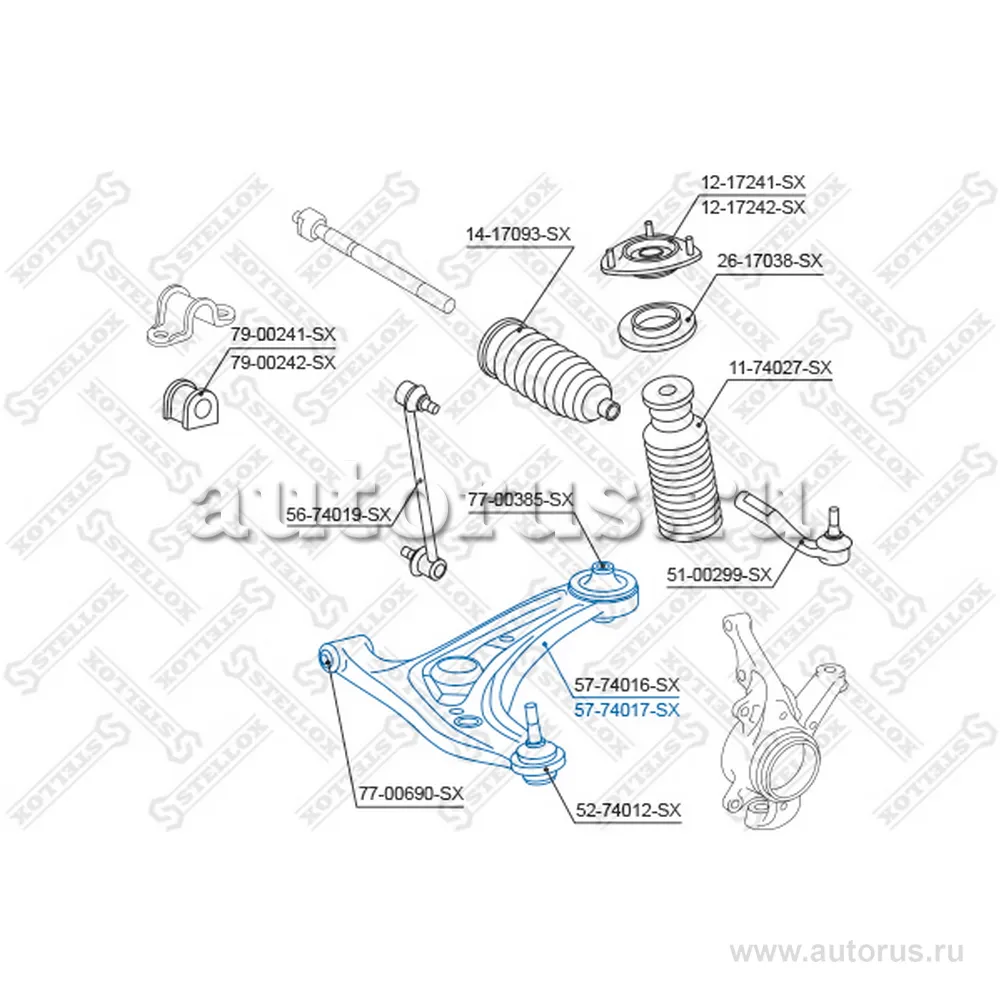 Рычаг нижний левый Nissan Micra K12E all 03> STELLOX 57-74017-SX