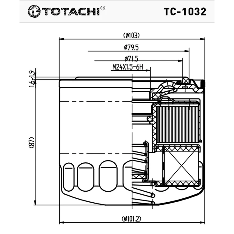 Фильтр масляный TOTACHI TC-1032 C-112 90915-03003 MANN WP 914/80 TOTACHI TC1032