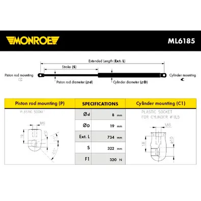 Амортизатор капота VW Passat B7 MONROE ML6185