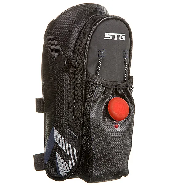 Велосумка STG131396 под седло ,с карманом ( сетчатым) для фляги, с красным фонарем сзади,1-о отделен STG Х88296