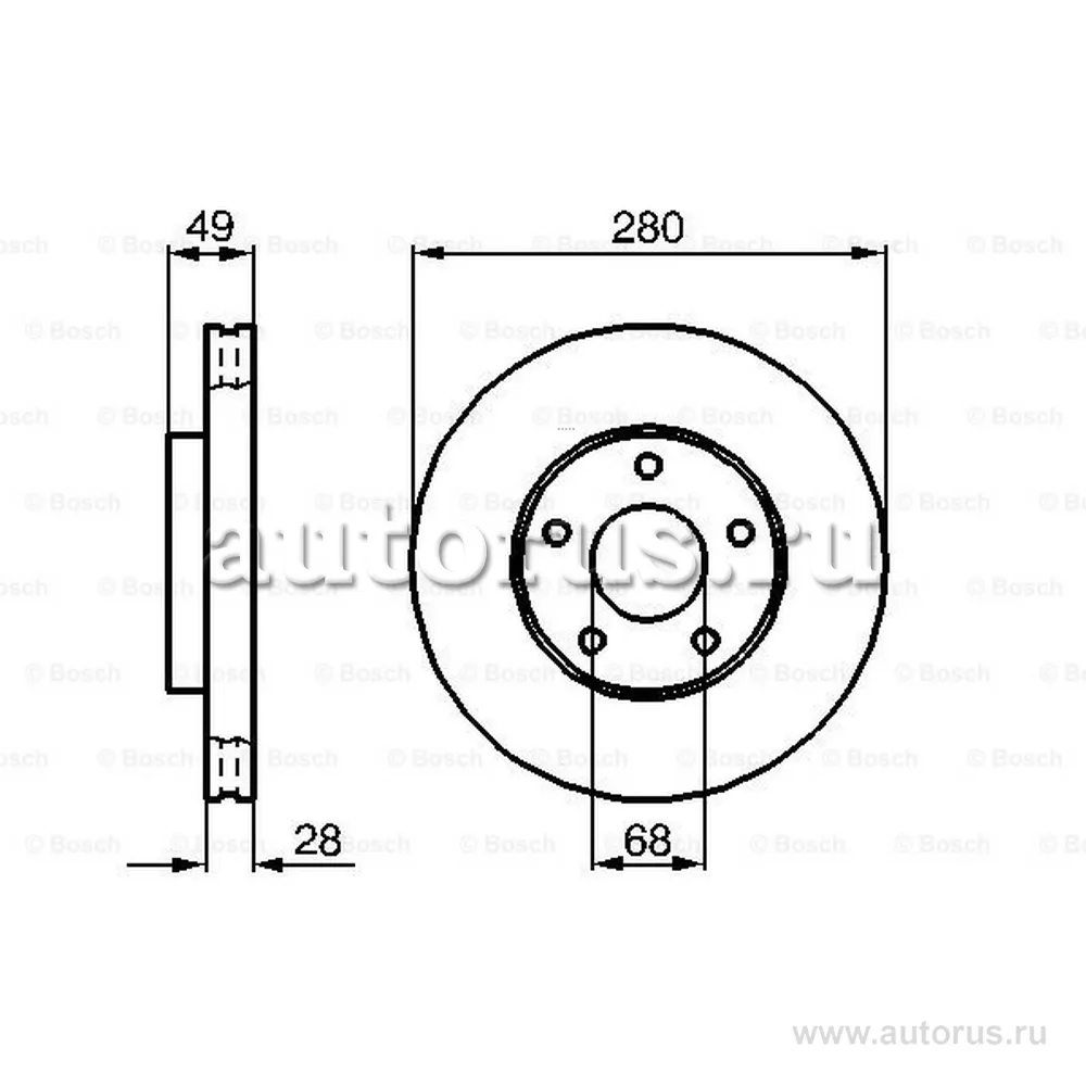 Диск тормозной передний BOSCH 0 986 479 030