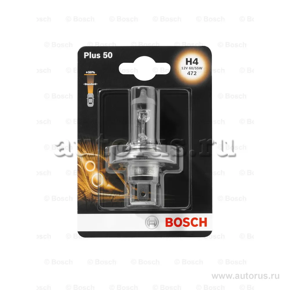 Лампа 12V H4 55/60W +50% BOSCH plus 50/60 1 шт. блистер 1 987 301 040