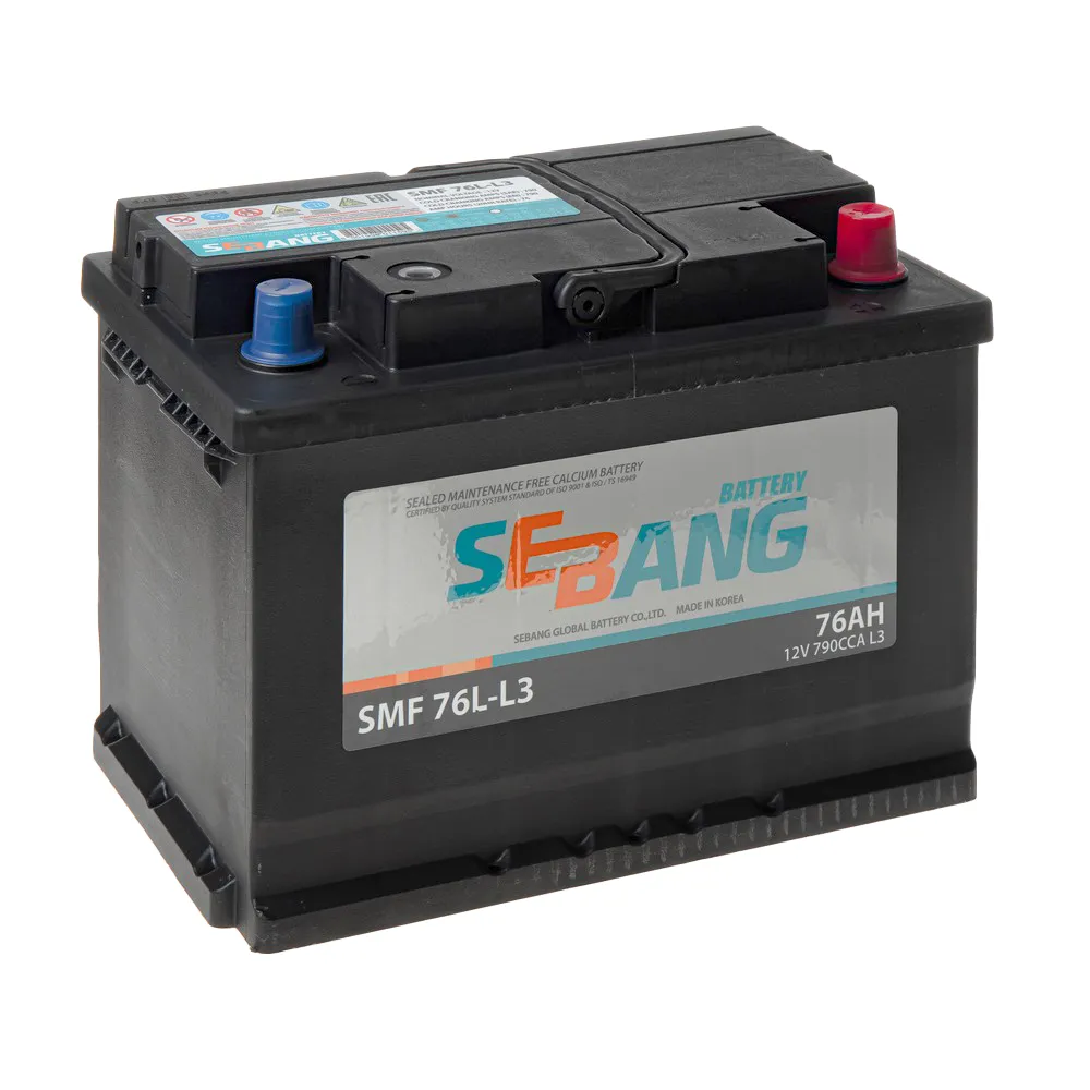 Аккумулятор SEBANG SMF 76 А/ч обратный R+ 277x175x190 L3 EN 790 А