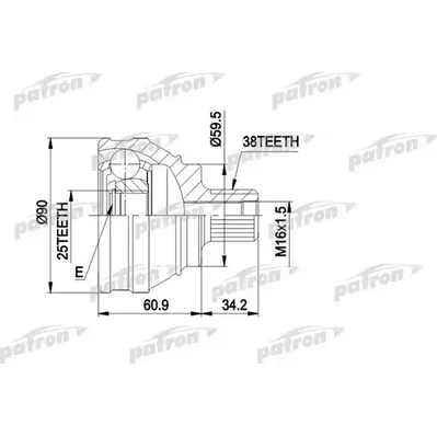 ШРУС наружн к-кт 38x59.5x25 AUDI: 100 1.8 1.88-12.90 PATRON PCV1119
