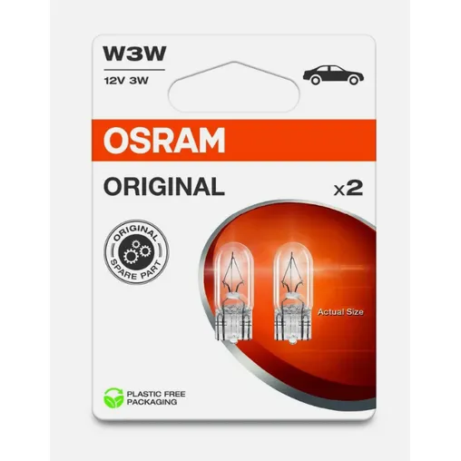 Автомобильная лампа OSRAM W3W 12V 3W 22lm W2,1x9,5d ORIGINAL LINE (комплект 2 шт) 2821-2BL