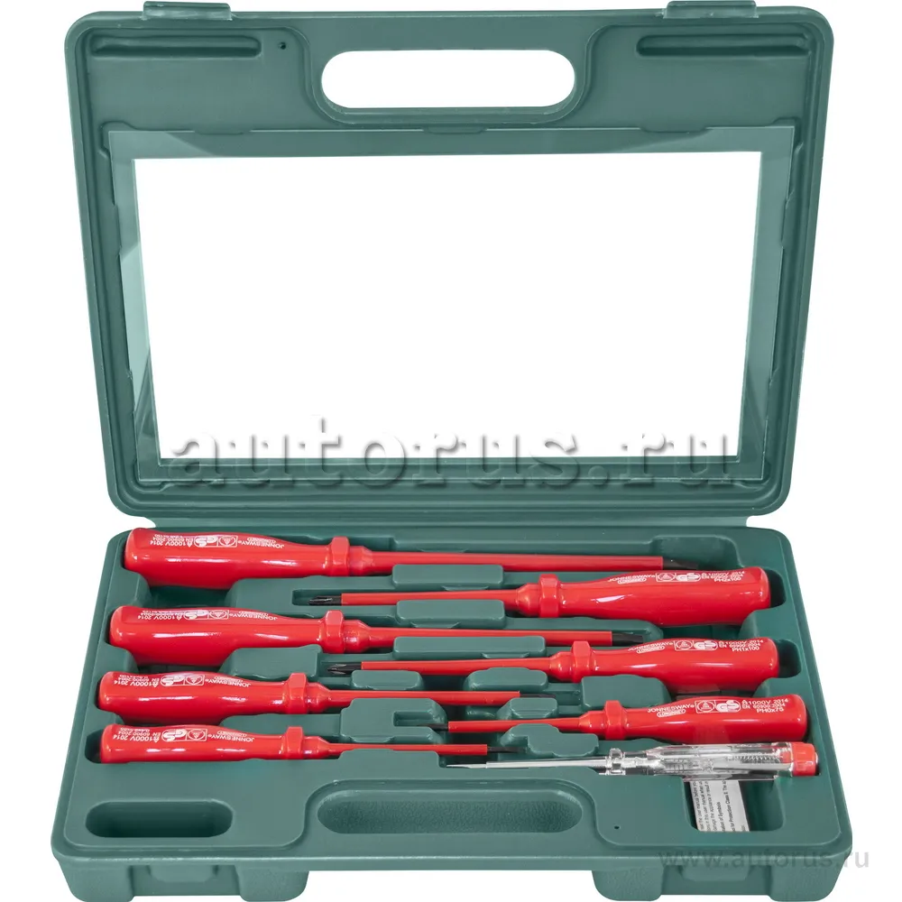 Набор отверток диэлектрических SL 0,4x2,5x85-1,2x6,5x150 и PH 0-2, 8 пр. JONNESWAY D02AP08S