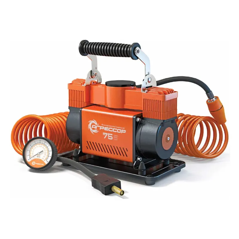 Компрессор АГРЕССОР AGR-75 поршневой 300W 150PSI (75л мин) 12V 1 4 AUTOPROFI AGR75