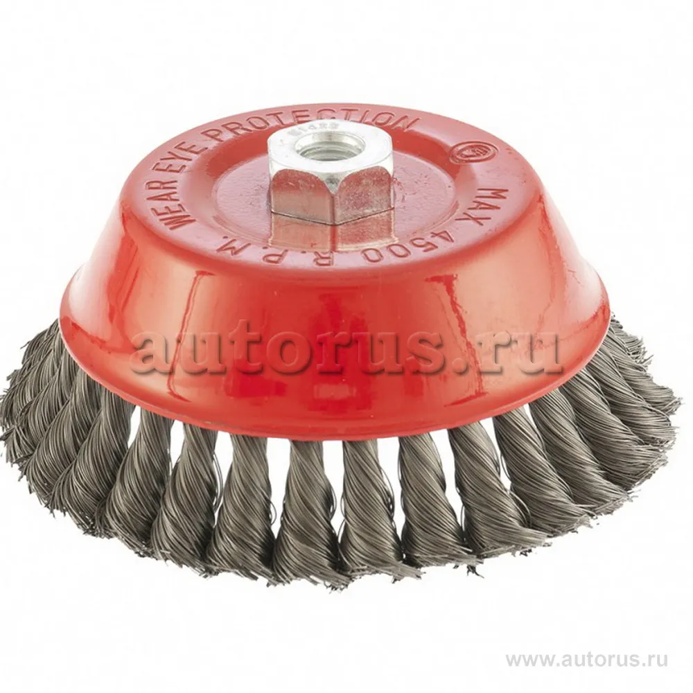 Щетка для УШМ, 150 мм, М14, чашка, крученая проволока 0.35 мм MATRIX 74618