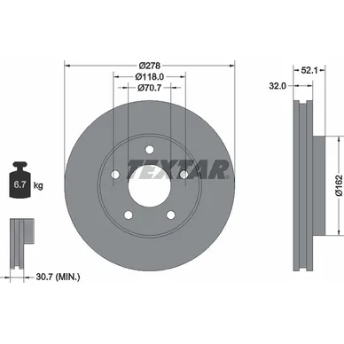 Диск тормозной передний стандартный BUICK/BUICK (SGM)/ CHEVROLET/HONDA (GAC)/ HONGQI/HYU TEXTAR 92091500