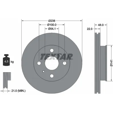 Диск тормозной передний стандартный TOYOTA TEXTAR 92077300