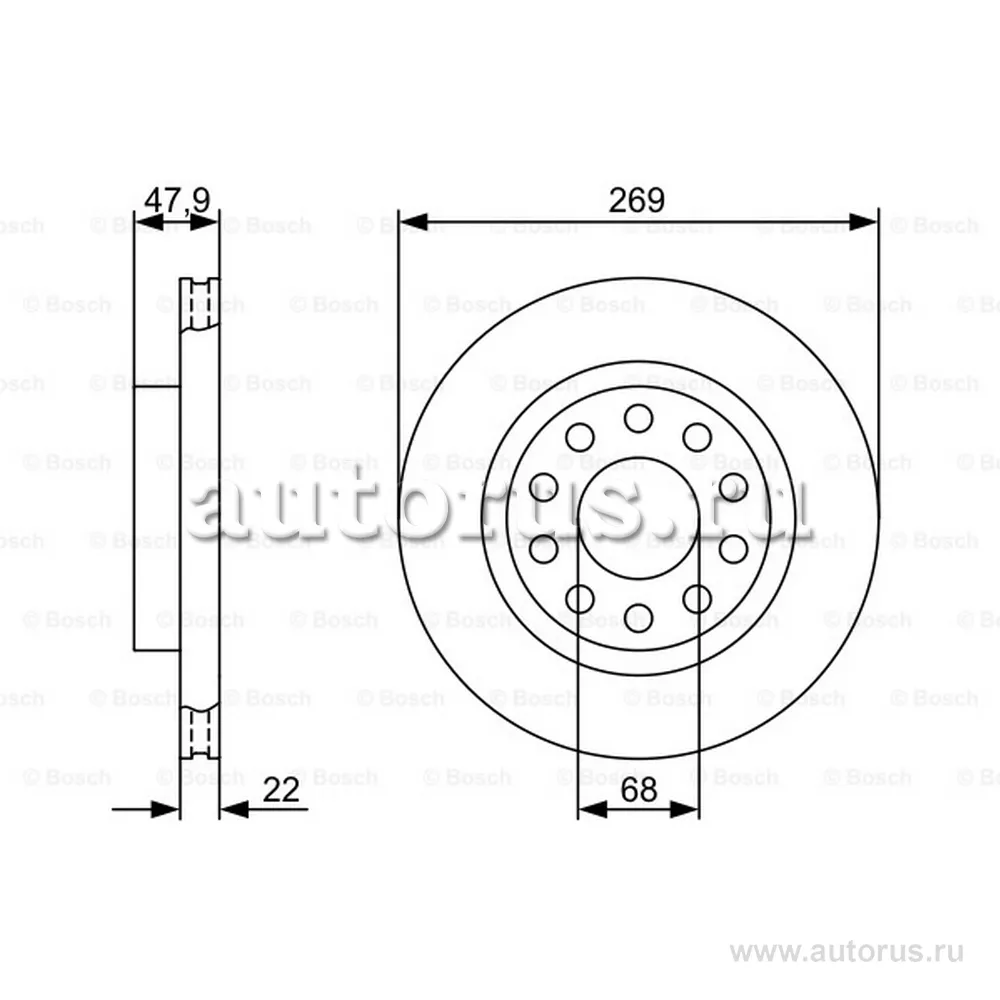 Диск тормозной задний A6 (4B, C5) 97-05 BOSCH 0986479366