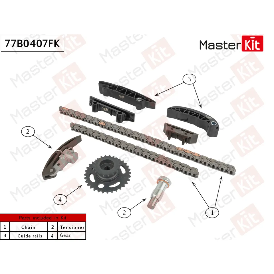 Комплект цепи ГРМ PORSCHE M 5502 CAYENNE 11- (3,6) MASTERKIT 77B0407FK