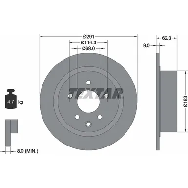 Диск тормозной задний с покрытием PRO INFINITI/ NISSAN/ NISSAN (DONGFENG)/ SUZUKI TEXTAR 92237103