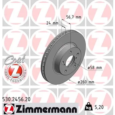Диск тормозной ZIMMERMANN 530245620