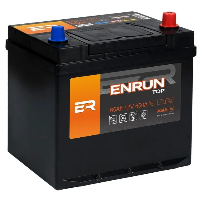 Аккумулятор ENRUN JIS TOP 65 А/ч обратный R+ 230x179x225 D23 EN 650 А