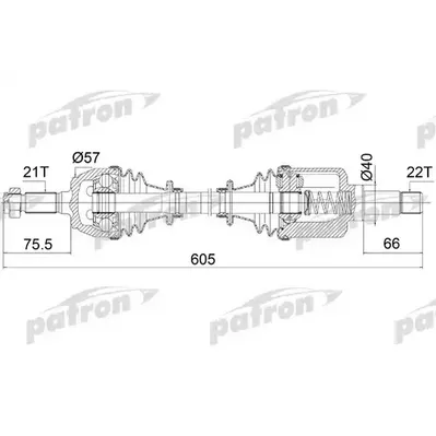 Полуось лев PEUGEOT: 306 1.1/1.4 SL 93-01 PATRON PDS1062