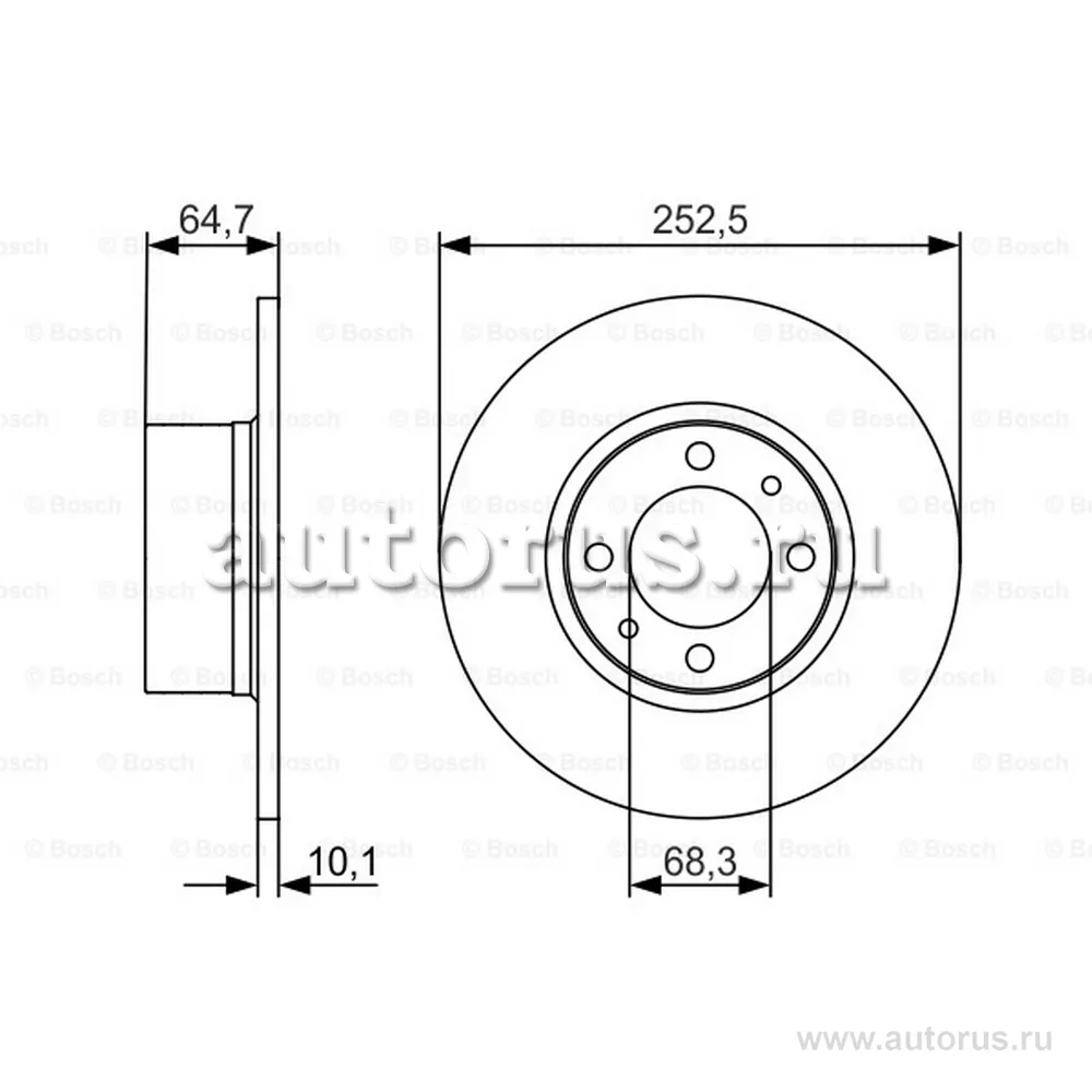 Диск тормозной передний ВАЗ 01-07, 1шт. BOSCH 0 986 479 988
