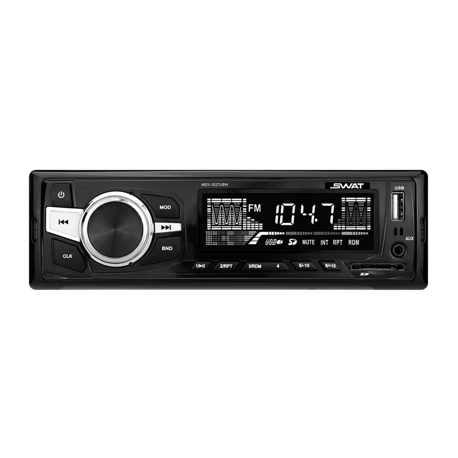 Автомагнитола SWAT MEX-1027UBW 1 din медиа ресивер,4х50 вт,MP3,USB,SD,2RCA белые кнопки