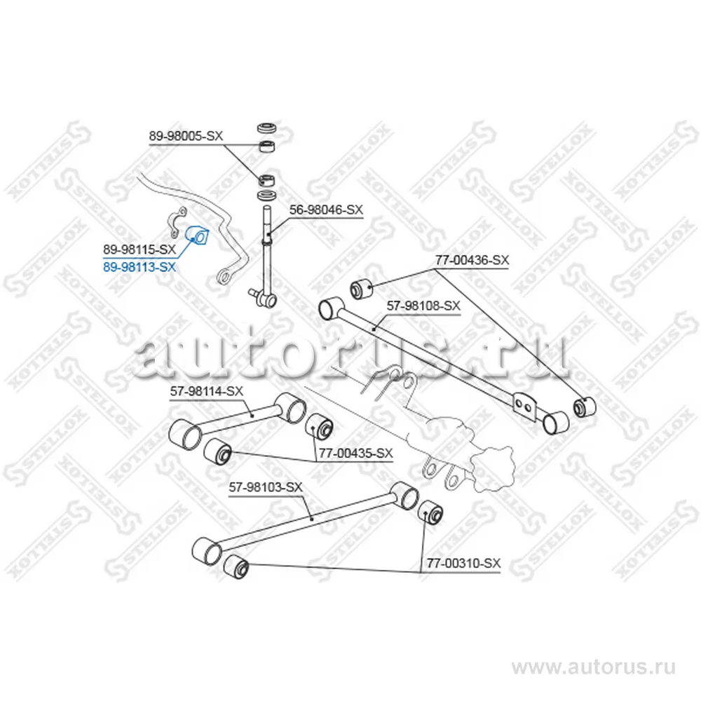 Втулка стабилизатора заднего центральная Toyota 4 Runner/Land Crui STELLOX 89-98113-SX