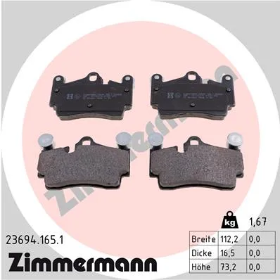 Колодки тормозные задние VAG ZIMMERMANN 23694.165.1
