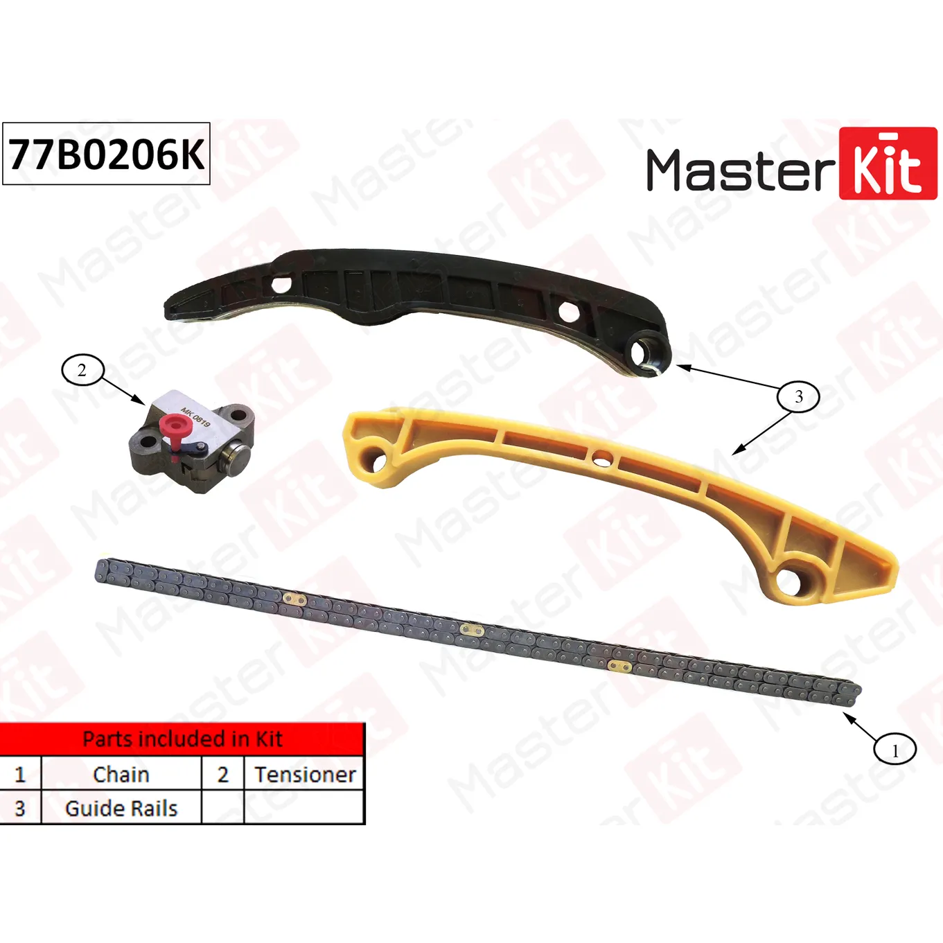 Комплект цепи ГРМ Mitsubishi LANCER 4A91,4A92 MASTERKIT 77B0206K
