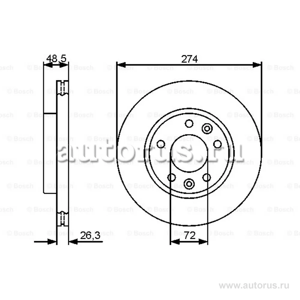 Диск тормозной передний BOSCH 0986479444