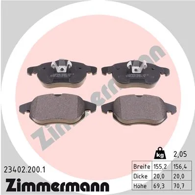 Колодки тормозные пер. Opel Vectra C, Saab 9-3, Fiat ZIMMERMANN 23402.200.1