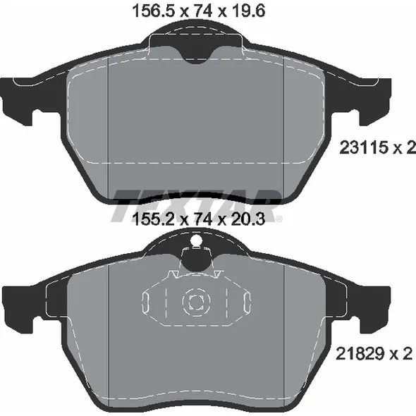 Колодки передние с противошумной пластиной Q+ OPEL VecB 99-02 TEXTAR 2311502