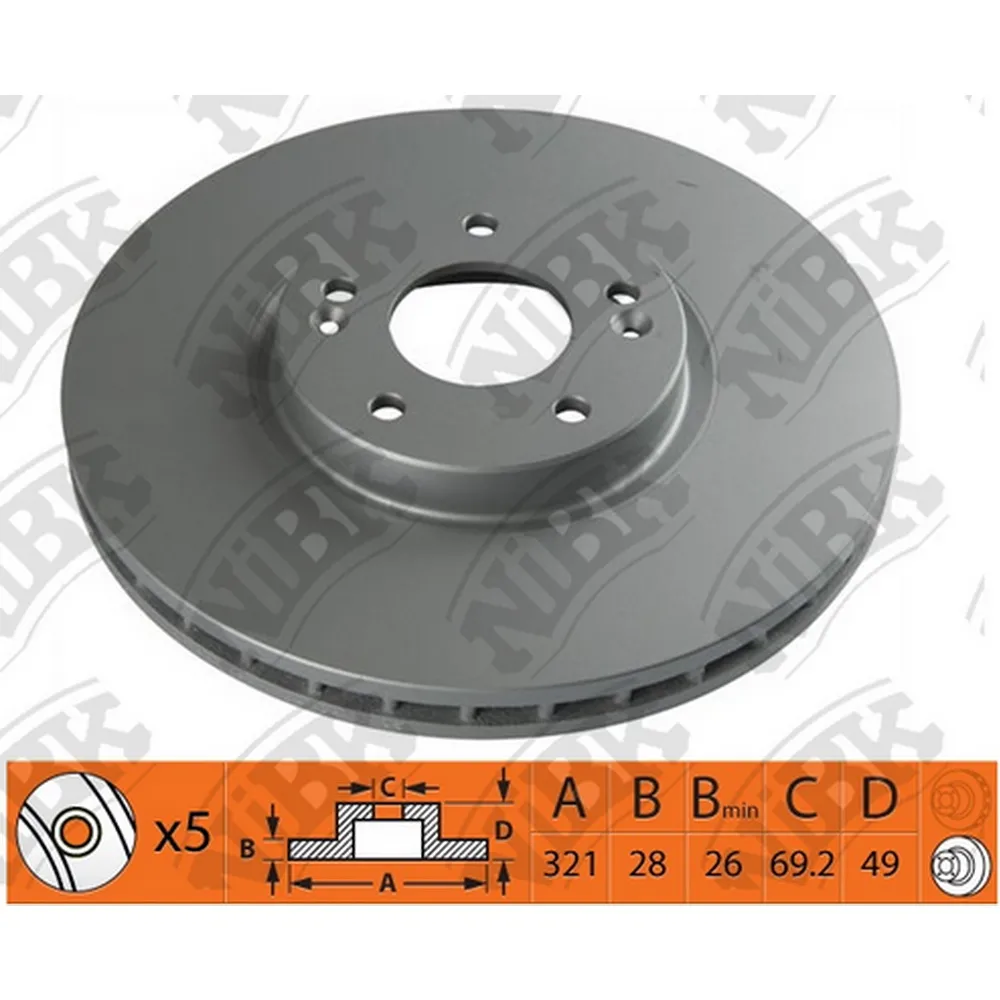 Диск тормозной передний HYUNDAI SANTA FE/IX55 / KIA SORENTO NIBK RN1349