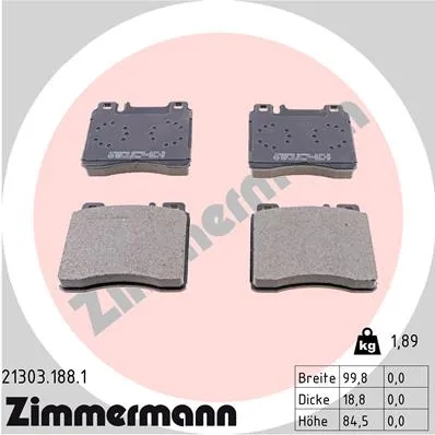 КОЛОДКИ ПЕР MER W140 91-99 ZIMMERMANN 213031881