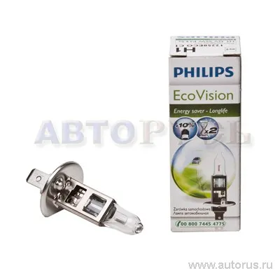Лампа 12V H1 55W PHILIPS EcoVision 1 шт. картон 12258ECOC1