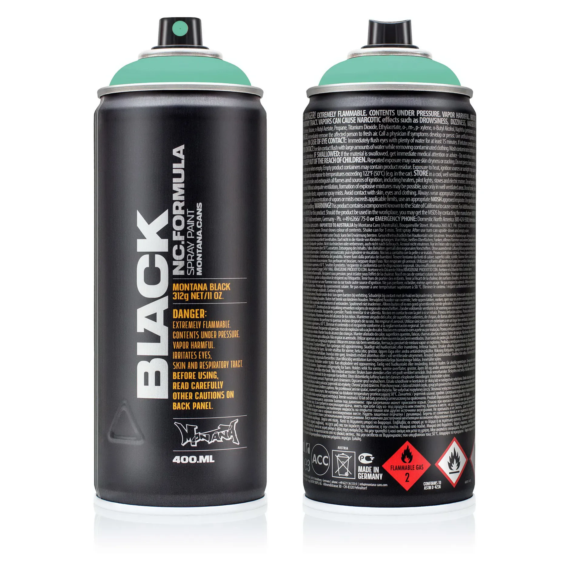 Краска MONTANA BLACK ярко-бирюзовая 0,4л MONTANA CANS 6190 BLK