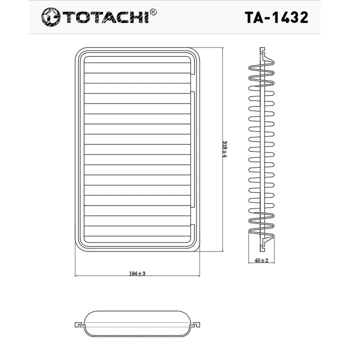 Фильтр воздушный TOTACHI TA-1432 A-199 17801-20040 MANN C 32 003 TOTACHI TA1432