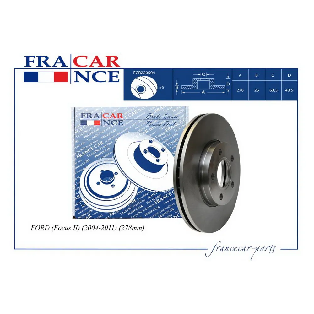 Диск тормозной передний FRANCECAR FCR220504